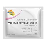 Gentle Makeup Remover Cleansing Face Wipes – Facial Towelettes with Vitamin E for Waterproof Makeup – Individually Sealed Wrappers Pack of 50