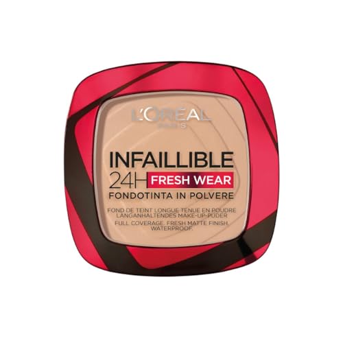 L'Oréal Paris Fondotinta in Polvere Fresh Wear 24H, Formula A Lunga Tenuta, Alta Coprenza Matte e Pelle Opacizzata, Leggero sulla Pelle, Infaillible, Tonalità: 130 Beige Peau/True Beige, 9g
