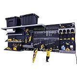 OmniWall Weekend Warrior Ultimate Tool Kit-96' x 32' Metal Pegboard Wall Storage System Black/Black
