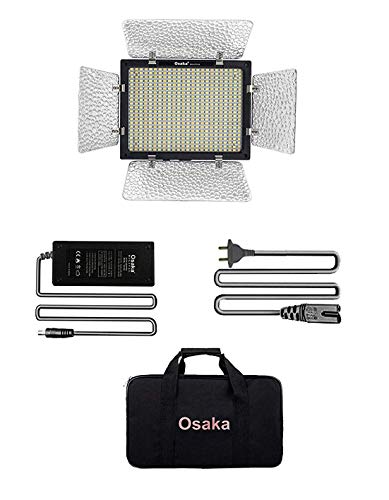 Image of Osaka Bi-Color Dimmable LED Video Light OS 576 Slim for Nikon Canon Sony Panasonic DSLR and Video Cameras and YouTube Video Shooting with Power AC Adapter.