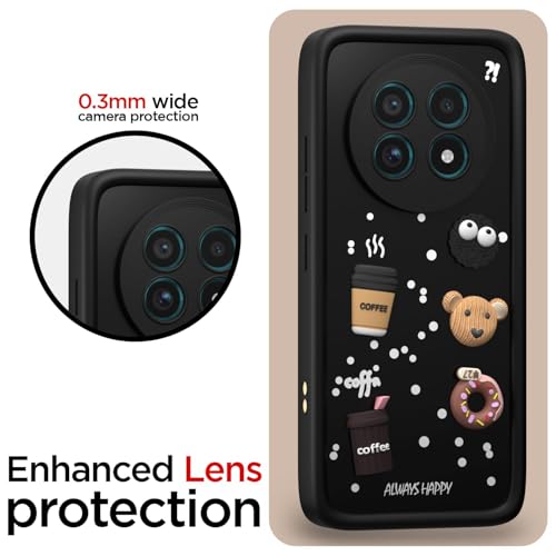 Image of Bintage CASE Cute Fun Taddy Cartoon 3D Ball Bear Milk Cake Coffee Silicon Case Full Body & Camera Protection Back Cover Compatible for Realme 13 Pro 5G - Black