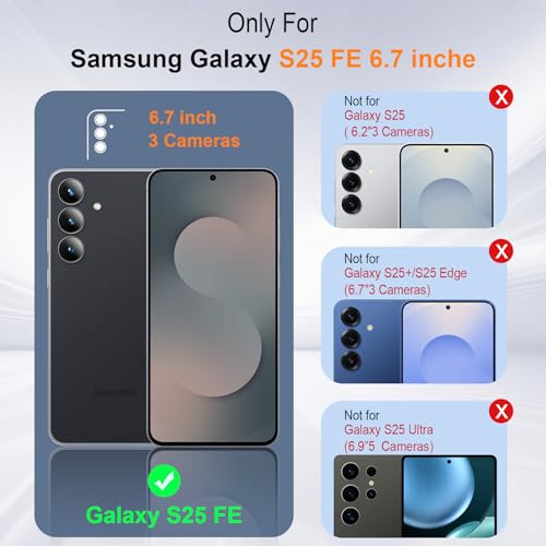 Ezanmull Coque de Protection magnétique pour Samsung Galaxy S25 FE résistante aux Chocs, 2 Films de Protection d'écran en Verre + 2 Films de Protection d'objectif d'appareil Photo, Coque Transparente – vue 3