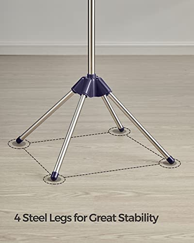 SONGMICS Wäscheständer, 2-stöckig, 183 cm, zusammenklappbar, Wäscheständer mit 3 drehbaren Armen für Kleiderbügel, 24 Clips, Edelstahl… – Ansicht 6