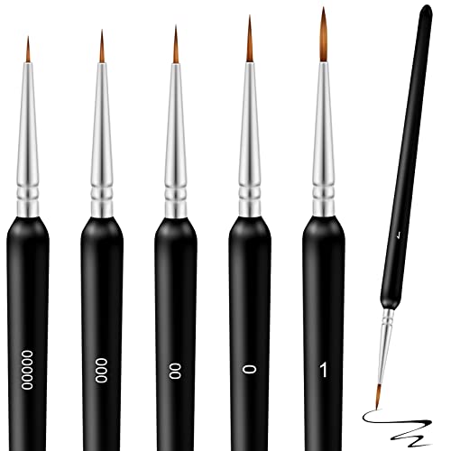 ARTCUT Pinceaux Peinture, 5 Pièces, pour Modèle, Figurine, Nails, Peinture Acrylique et Aquarelle, Fin Liner, 00000,000,00,0,1