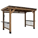 Backyard Discovery Saxony XL 100% Cedar Wood BBQ Gazebo | Hardtop Outdoor Shelter for Garden and Patio | Barbecue & Grill Party | Steel Roof | Weather Resistant | Powerport | 3.7m x 1.9m (12ft x 6ft)