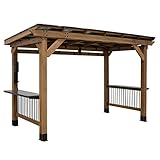 Top 10 Best Grill Gazebo Reviews & Comparison | Updated 7 Backyard Discovery Saxony XL 12' x 6' Cedar Wood BBQ Grill Gazebo Pavilion with Hardtop Galvanized Steel Roof, Bar Tops, Powerport, Snow Support, Wind Resistance, Cook Station for Outdoor Patio, Deck