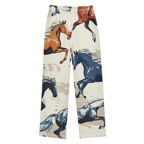 ZZXXB Retro Horse Boys Long Pants Soft Trousers Elastic Waist Kids Lounge Bottoms with Pockets S-XL