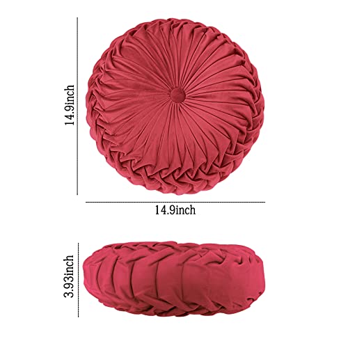 Arerqewn Round Throw Pillows,Velvet Decrative Throw Pillows,Boho Throw Pillows For Bed Car Couch Chair Circle Floor Cushion (Red) #TOP1