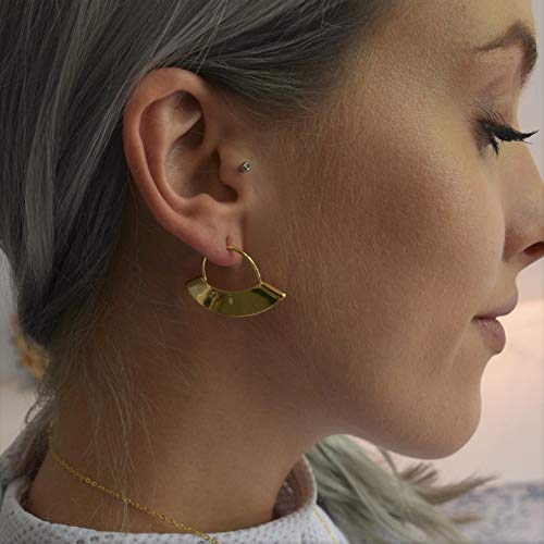 Half Moon Hoop Fan Earrings | 18k Gold Plated Hypoallergenic Brass4