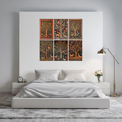 Image of SiddArtify Bohemian Floral Tree of Life Art Print Set - 300GSM Board - 12x18 Inch - Pack of 6 Wall Room Decoration art Poster Prints
