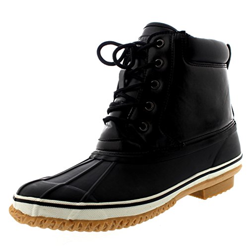POLAR Mens Deep Tread Nylon Rain Snow Duck Bean Waterproof Winter Ankle Boots