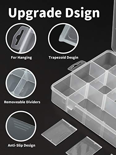 Image of 2pack 18 Grids Clear Plastic Organizer Box Storage Container with Adjustable Dividers (Clear x 2PC,18 Grids)