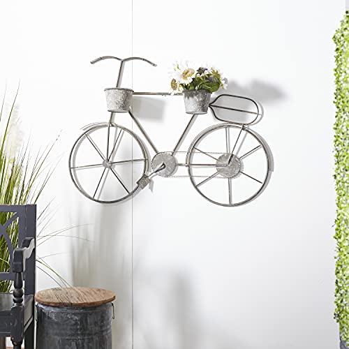 Deco 79 Metal Bicycle Planter, 46' x 9' x 34', Gray