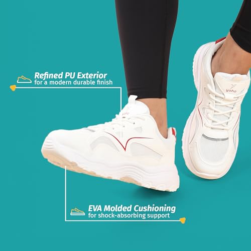 Image of YOHO Tempo Chunky Sneakers for Women | Stylish, Lightweight, Casual, Shock Aborbing Sports Shoes for Woman /Girls | Walking, Running, Gym & Everyday Use -0900