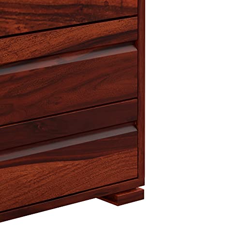 Image of Amazon Brand - Solimo Erore Solid Sheesham Wood Bedside Table with 3 Drawers (Honey Finish)