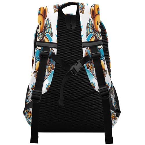 Seamless Pattern Of A Teddy Bear Vector Backpacks Travel Laptop Daypack School Book Bag for Men Women Teens Kids2