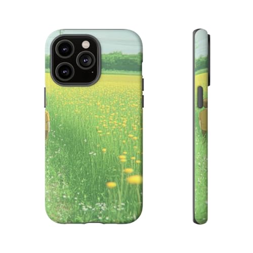 Coque iPhone 14 Pro Max Boy Walking Through Yellow Flower Field rigide mate