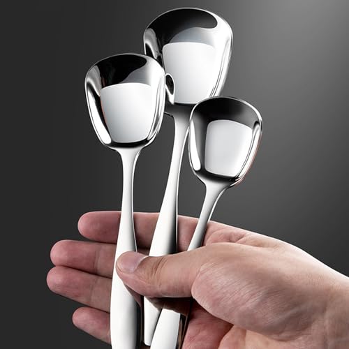 Generic 3Pcs Square Head Spoons, Square Head Stainless Steel Spoons, Arithmeticn Square Head Stainless Steel Spoons, Korean Style Square Sugar Spoon thumb #3
