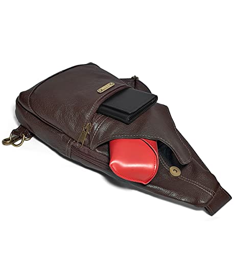 Bolsa Transversal Masculina De Couro Legítimo Viagem Passeio Cor:Marrom
