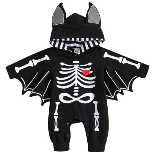 Barboteuse gothique bébé garçon combinaison Halloween noire à capuche