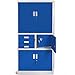 Produktbild Büroschrank C018S II Aktenschrank Tresor Schubladen Geheimfach Stahlblech 185 cm x 90 cm x 40 cm (H x B x T) (grau/blau)
