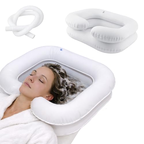 Inflatable Hair Wash Basin - Portable Shampoo Tray for Bed Use - Ideal for Elderly Injured & Handicapped - Easy Hair Washing & Cleaning Aid for Disabled