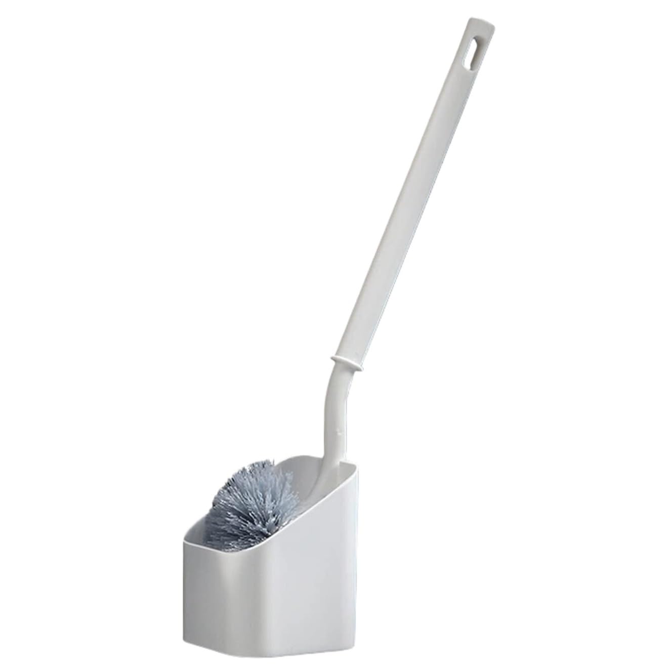 OUYUE Toilet Brush Space Saving Plastic Toilet Brush And Holder Long Handle Bowl For Bathroom With Holder(White)