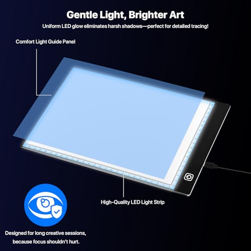 A5 LED Light Box for Tracing and Drawing - Ultra-Thin Adjustable Light Table/Board, USB-Powered Tracing Light Pad for Artists, Tattoo Transferring, Sketching, Animation, Stenciling, and Crafting. - Image 4