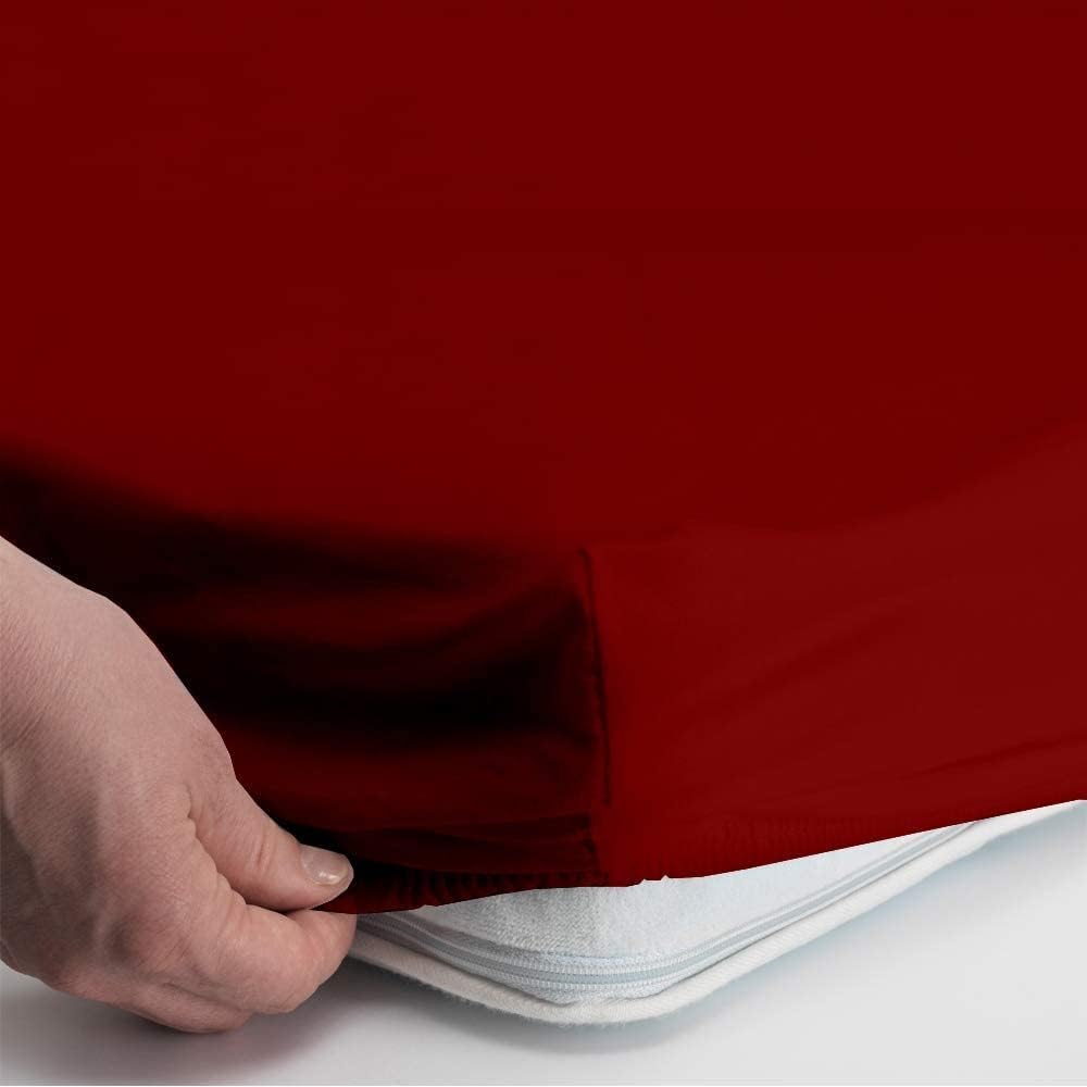 Cot Bed Sheets 30x75 Set Cotton-Cot Sheets 30" x 75" Fitted Cot Sheet Perfect for Narrow Twin, Cot Size, Rv Bunk, Camping Cot, Guest Bed Replacement - Sheets for Cot Bunk Bed - Burgundy