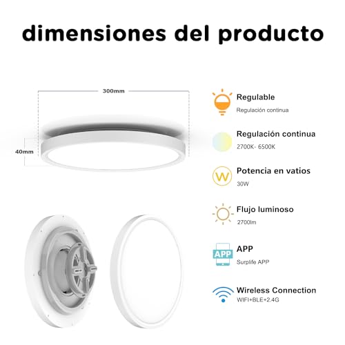 Opiniones y reviews de Iluminación de Techo LED inteligente - los más vendidos. 8 Imagen adicional