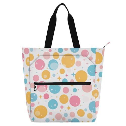 Bolsa de libros para niños de lunares coloridos, ideal para el colegio y tus viajes diarios