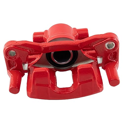 Image of TRQ Rear Brake Caliper Set Painted Red Brackets Compatible with 2011-2014 Chrysler 200 2007-2010 Sebring 2008-2014 Dodge Avenger 2007-2017 Jeep Compass Patriot 2008-2011 Mitsubishi Lancer