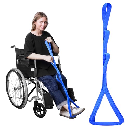 Hirritale 42 Inch Long Leg Lifter,Leg Lifter After Hip Replacement All Over with Aluminum Rod,Kit for Seniors Total Hip Replacement Prime Large Rigid Foot Loop &Sturdy Multiple Handles(Blue)