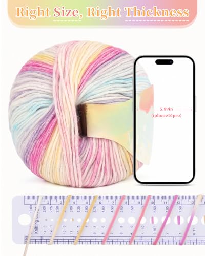 Image of Coopay Yarn for Crocheting Knitting, Gradient Cake Yarns, 2 x 3.53oz - 240yds - 50% Cotton 50% Acrylic Ombre Yarns, Gradient Crochet Yarn for Blankets, Shawls, Scarves (206 Fairy Tale)
