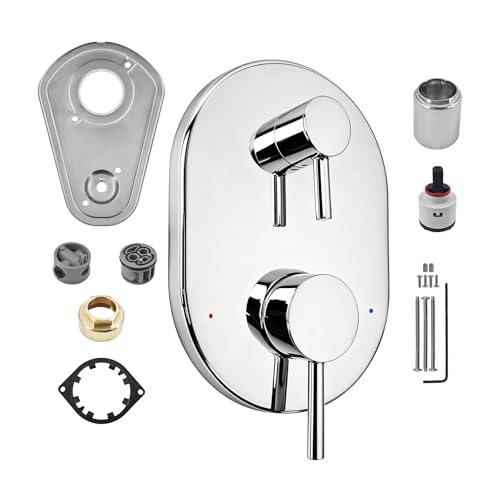 UT3290 Kit de recorte para ducha, compatible con Moen M CORE Serie 3, requiere válvula, cromo | Kit de recorte de válvula de ducha de 2 manijas para válvula mezcladora Moen M CORE, incluye cartucho 1213 para válvulas Moen U232 U362 miniatura 1