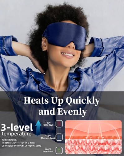Image of Heated Eye Mask for Dry Eyes - Silk Cordless Warm Eye Compress Moist Heat