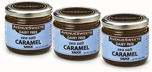 AvenueSweets - Handcrafted Dairy Free Vegan Caramel Sauce - 3 x 12 oz Jars - Sea Salt