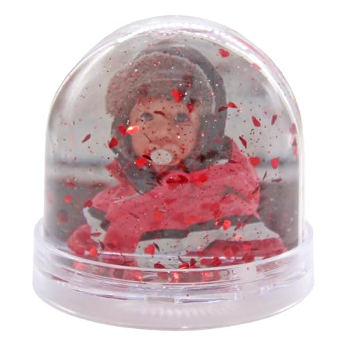 Snow Globe, Photo Frame Glitter Globe Ornament Dome holds 2 x 62 x 70 mm photos, Clear Base, Glitter Heart (Red) - Ideal Personalised Gifts, Father's Day Presents