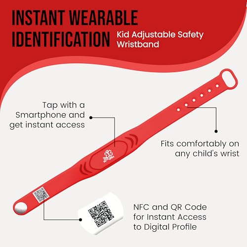 Image of Smart Bands for Kids if Lost, Child Safety ID Wristband for Autism, Autism Awareness Medical Alert Bracelet, Disney Accessories for Autism, Wristband Food Allergy, Food Allergy Awareness, QR code Bracelet for Kids