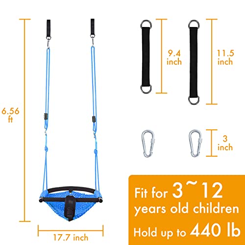 Hi-Na Kids Swing Seats Indoor Hand-Made Kids Swing with Adjustable Rope Outdoor Swing Seat Tree Swing Seat for Kids for Backyard Swing Seat for Kids for Playground Child Swing for Outside (Blue) - Thumbnail 2