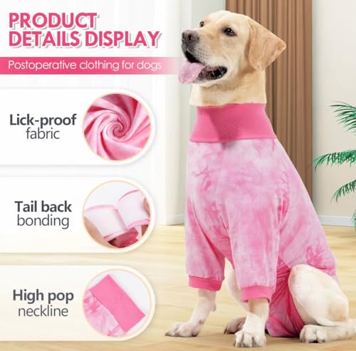 Image of KUTKUT Recovery Suit for Small Dogs-Soft Onesie Dog Surgery Suit for Female Male Dogs, Breathable Surgical Recovery Suit Prevent Licking Spay Recovery Suit Dog E-Collar&Cone Alternative(SIZE:XS, Pink)