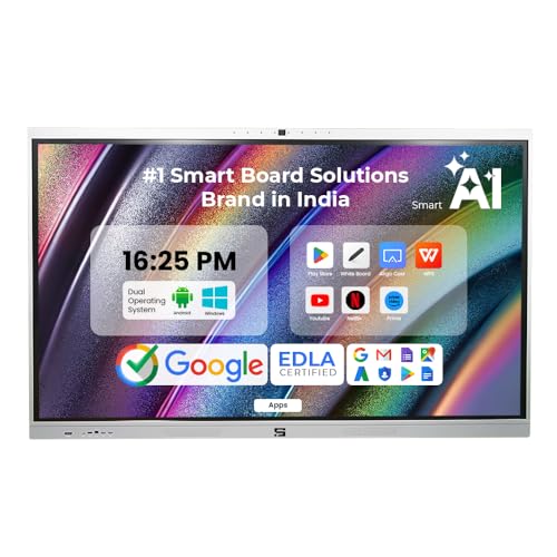 Smart Pixel 65 Inch All in One Interactive Smart Board 3840X2160 Pixel 48 MP Inbuilt HD Cam 8Array Mic 4K Display and Dual Operating System Latest Android and Windows Version for Office, School Smart Pixel 65 Inch All in One Interactive Smart Board 3840X2160 Pixel 48 MP Inbuilt HD Cam 8Array Mic 4K Display and Dual Operating System Latest Android and Windows Version for Office, School