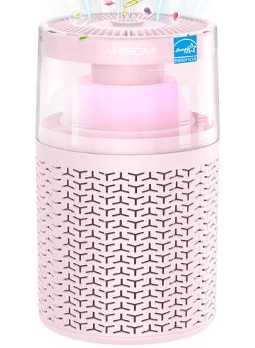 Image of AIRROMI Air Purifiers for Home Bedroom Up to 765 Ft²,with Activated Carbon Filter,Aromatherapy,RGB nightlight,Quiet 360° intake Air Cleaner for Pet Hair,Pet Dander, Allergies,Smoke,Odor A2002 Pink