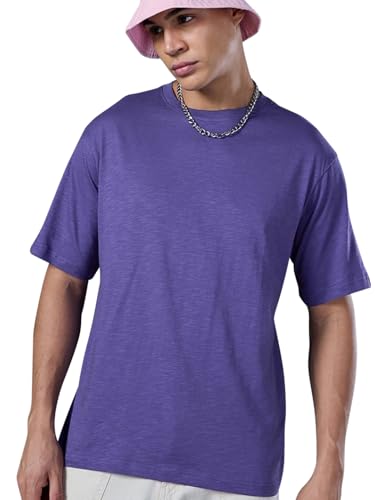 Image of Bewakoof Men's Solid Oversized Fit Half Sleeve Round Neck T-Shirt Air 1.0 | | Lightweight | Multipurpose