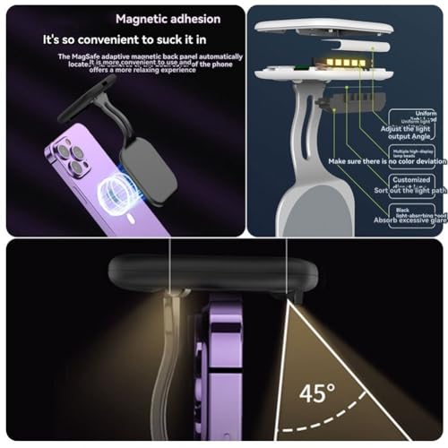 Luz de lectura para smartphone con imán adhesivo y luz cálida LED 4