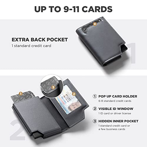 VULKIT Carteira Pop Up da Nova Geração, Cinza metálico, Minimalista