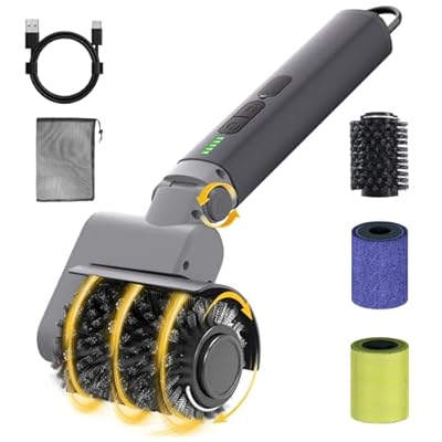 Samek Electric Grill Brush,Cordless Electric BBQ Grill Cleaner with 3 Replacement Heads, Cordless Rechargeable, 3-Speed Power Control, Adjustable Angle, Gray