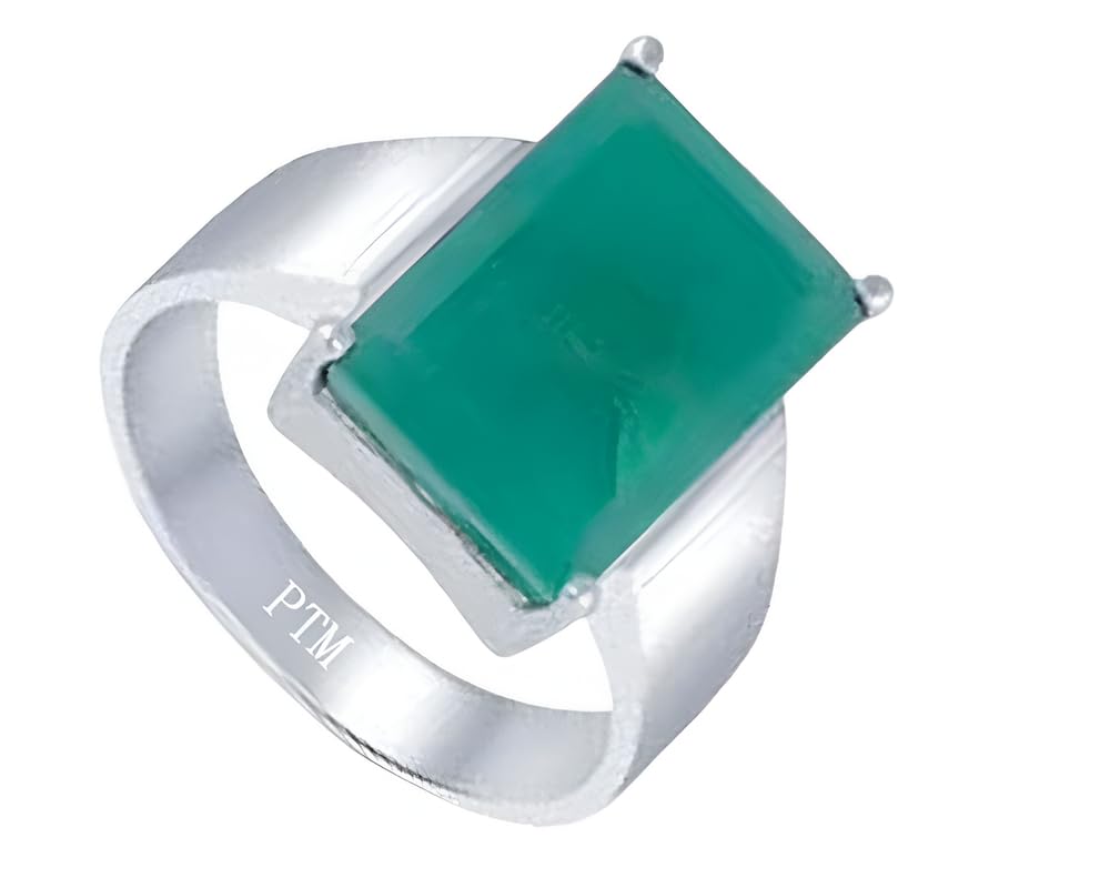 925 Sterling Silver Emerald/Panna 7.25 Ratti or 6.5 Carat Astrological Gemstone Bis Hallmark Ring for Men & Women