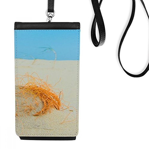 Sac téléphone en cuir noir DIYthinker imprimé plage et sable orange