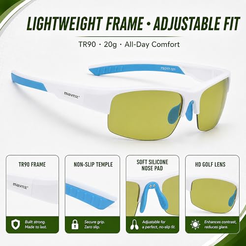 Image of maivnz Golf Sunglasses for Men Women, Golf Ball Finder Glasses, UV400 | HD color-enhancing golf lens, anti-glare, lightweight TR90 frame, adjustable nose pads, impact-resistant, gift-ready box